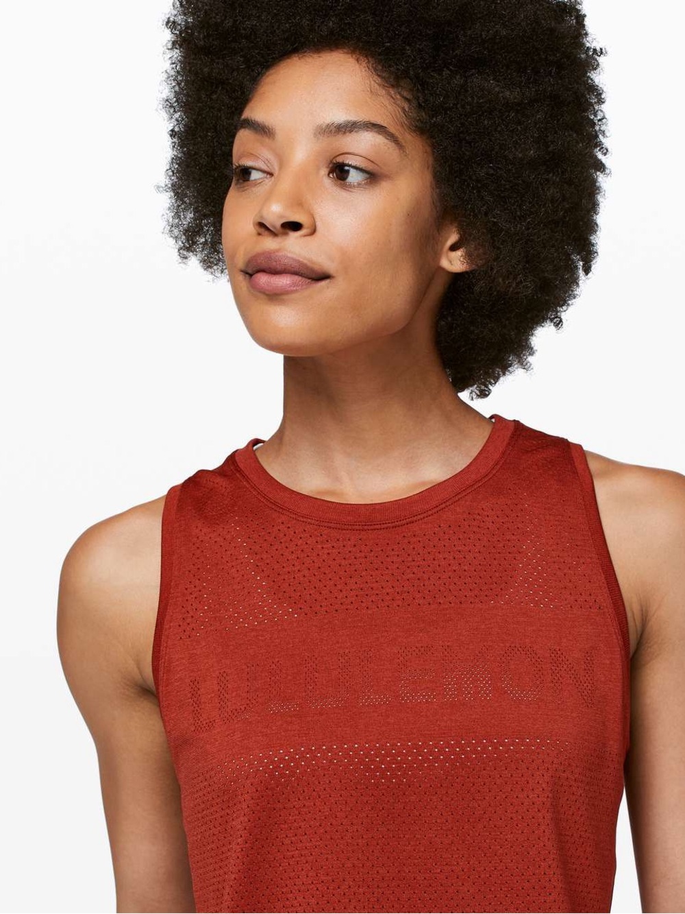 Lululemon Crop Top Breeze By Muscle Cayenne Spellout Oversized fit large